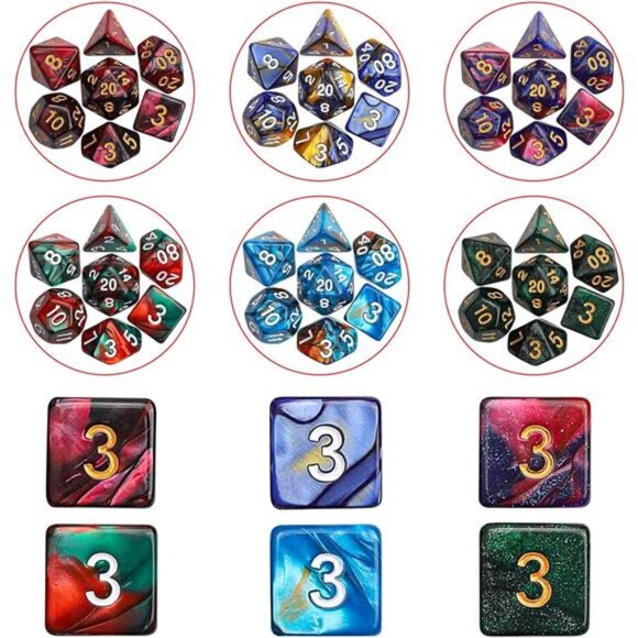 DND Dice Sets - 26 X 7 Polyhedral Dice (182pcs) with a Large Drawstring Bag - Picture 3 of 7